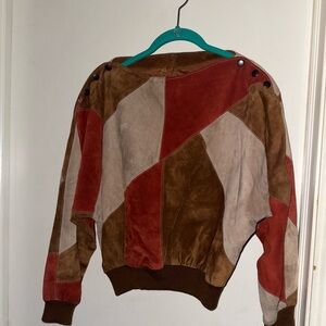 Colorblock Suede Patchwork Sweater